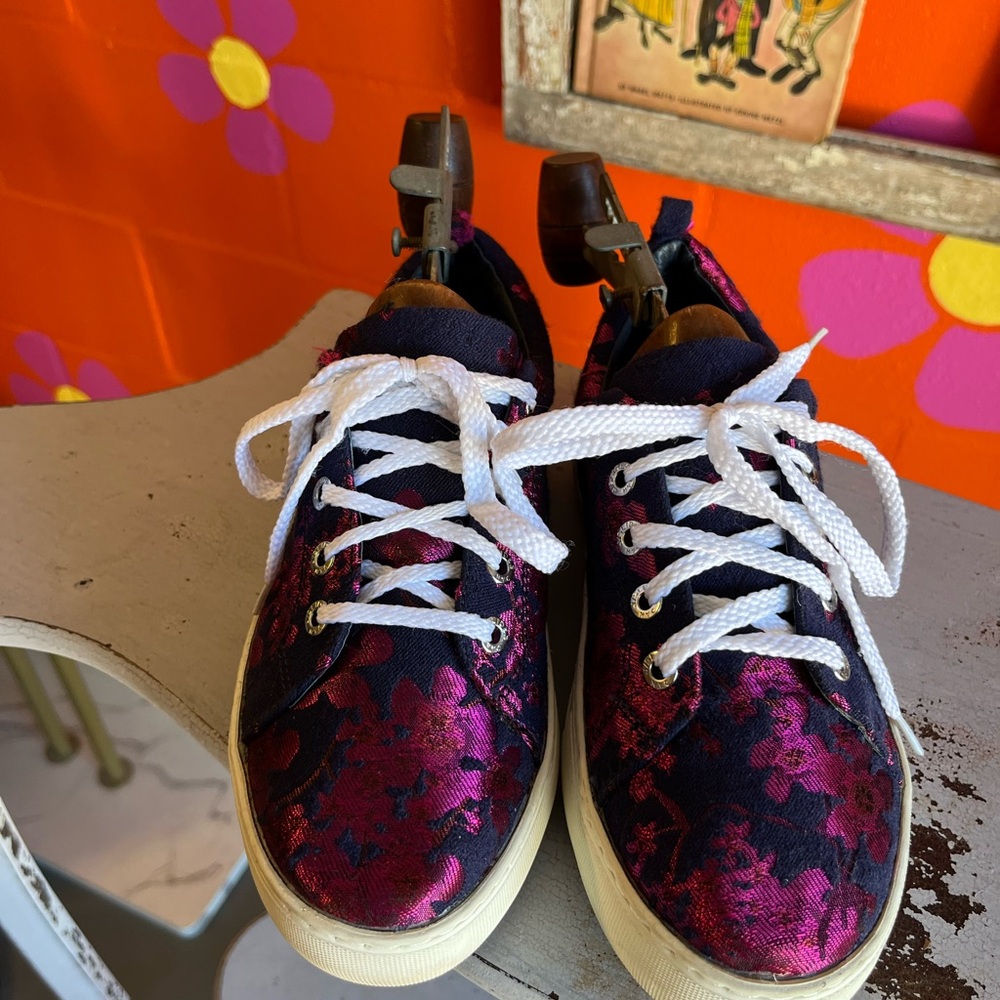J/SLIDES Purple and Black Galaxy Sneakers